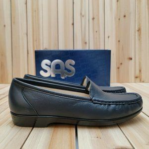 SAS Women's Simplify Moccasin Loafers Size 8N Navy Blue Leather Comfort With Box